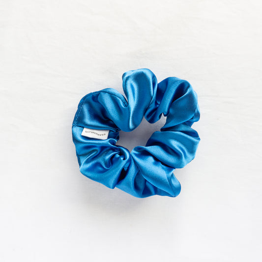 Saphire Blue Satin Scrunchie