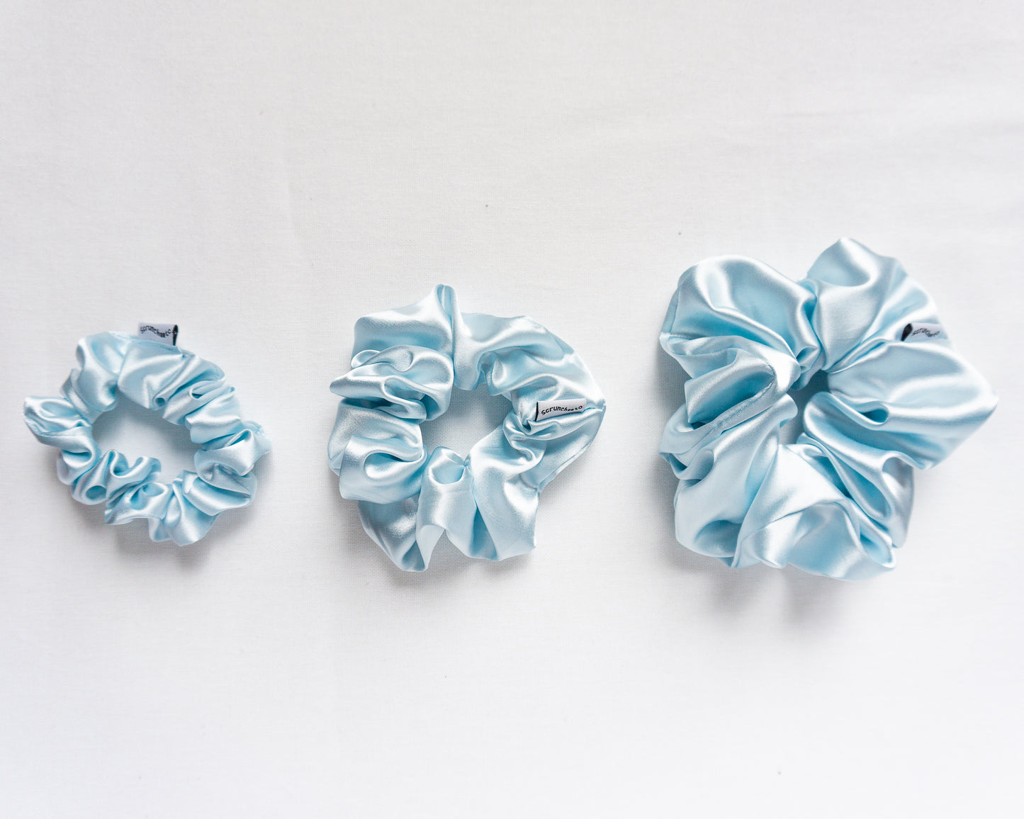 Icy Blue Satin Scrunchie