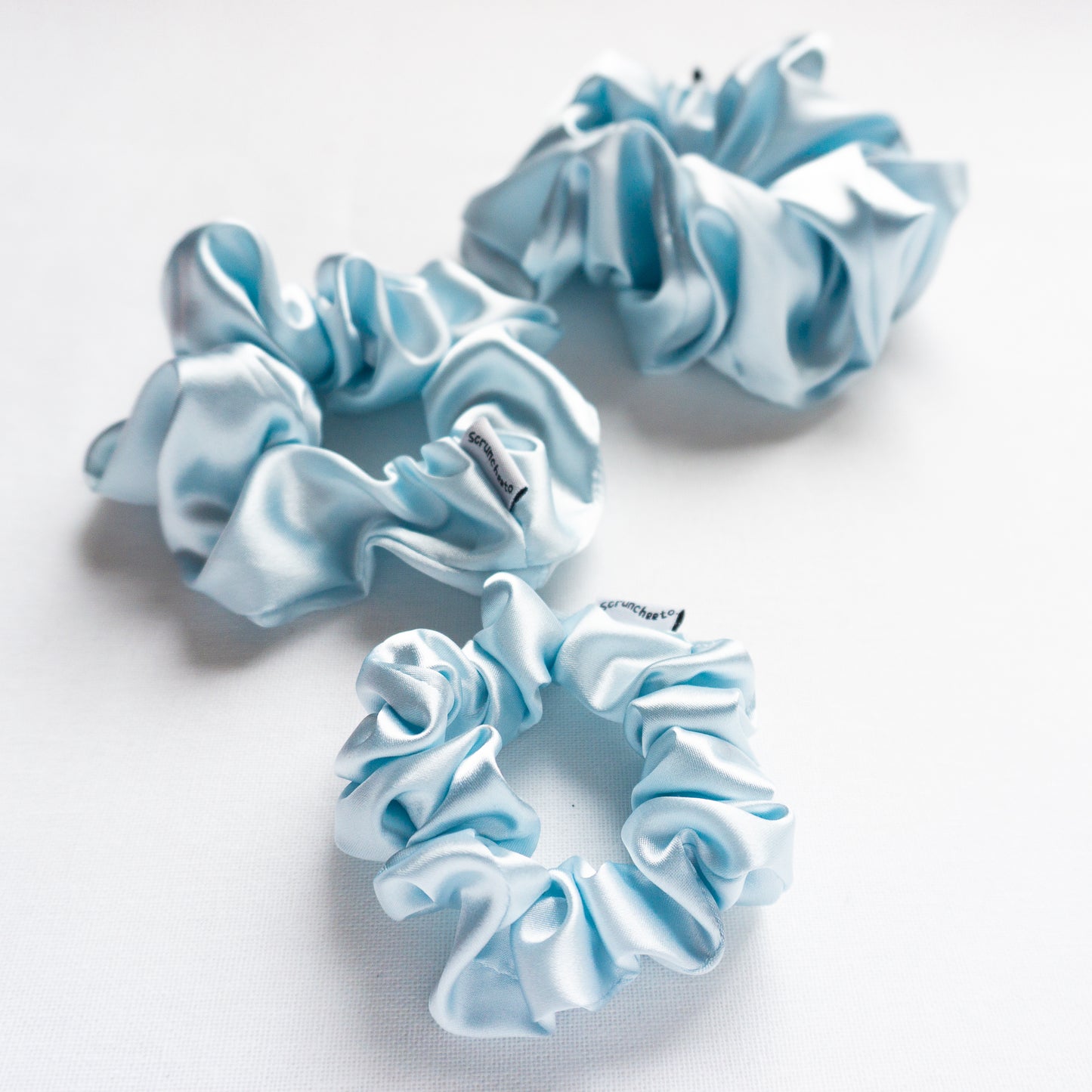 Icy Blue Satin Scrunchie