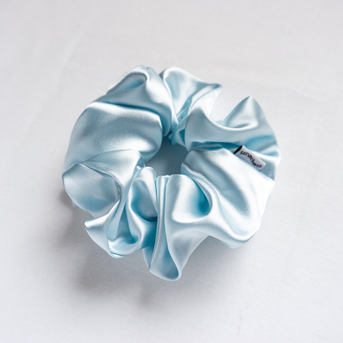 Icy Blue Satin Scrunchie