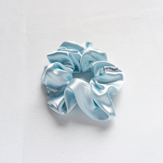 Icy Blue Satin Scrunchie