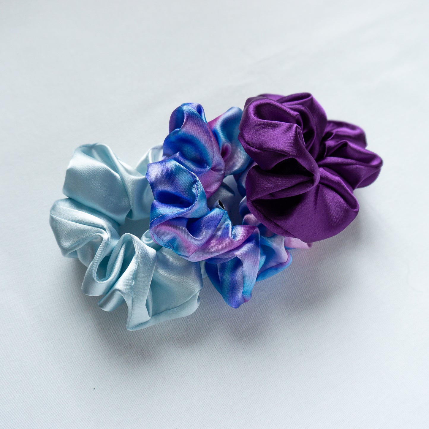 Icy Blue Satin Scrunchie