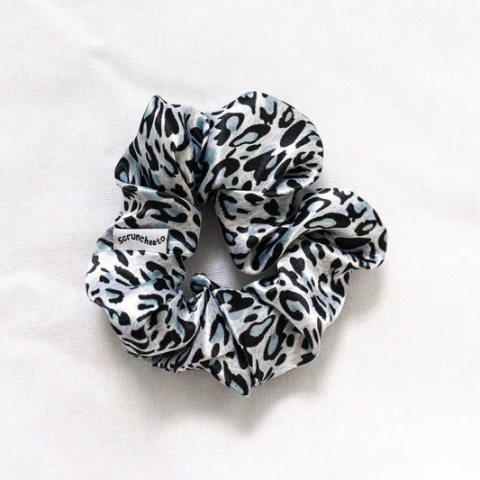 Snow Leopard Satin Scrunchie