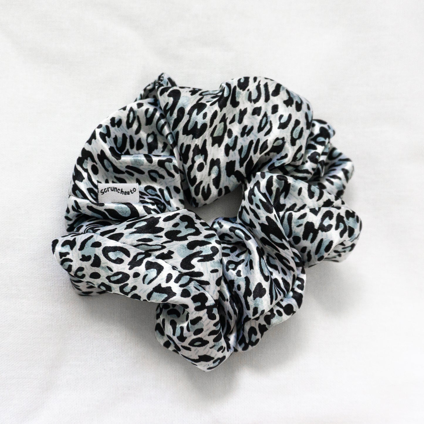 Snow Leopard Satin Scrunchie