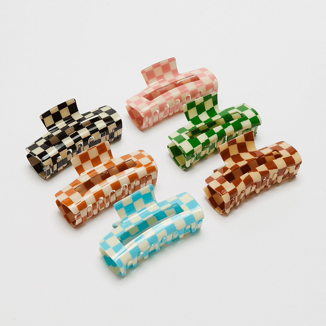 Scruncheeto Large Checkered Hair Claw Group