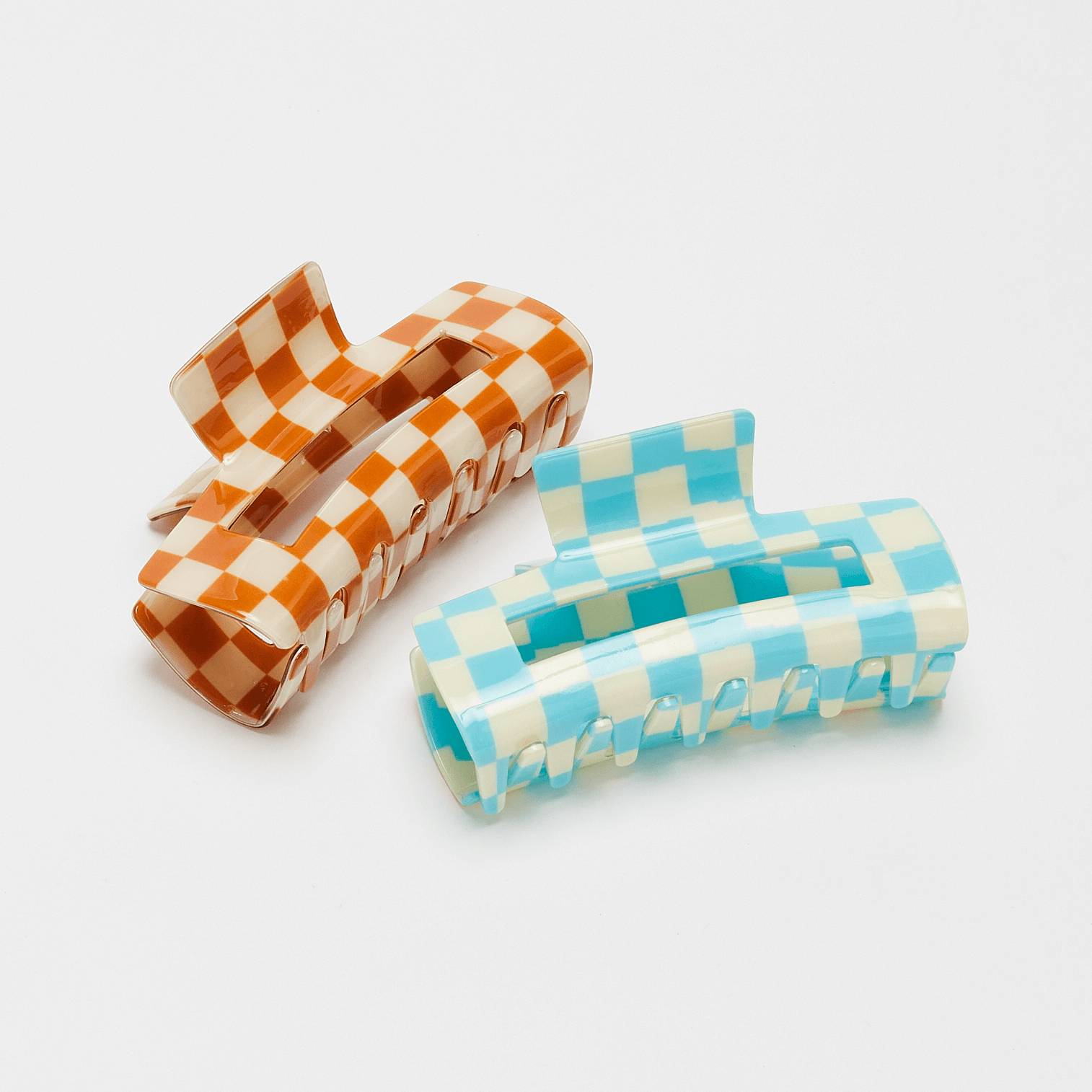 Scruncheeto Large Checkered Creme Brulee Blue Lagoon