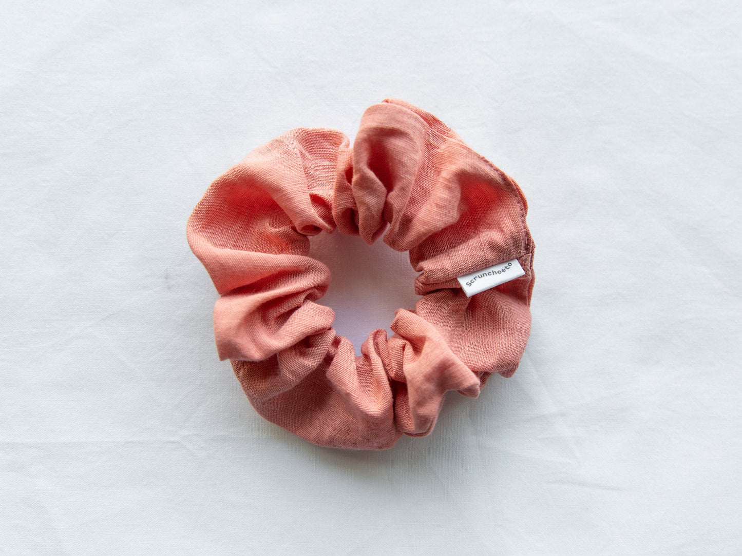 Peach Linen Scrunchie